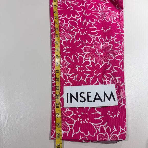 Talbots Women’s Pink Floral Print Magenta Ankle Pants Cotton Barbie Y2K sz 10 - Picture 6 of 8